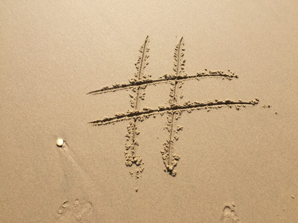hashtag symbol on sand